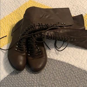 Laced up brown boots